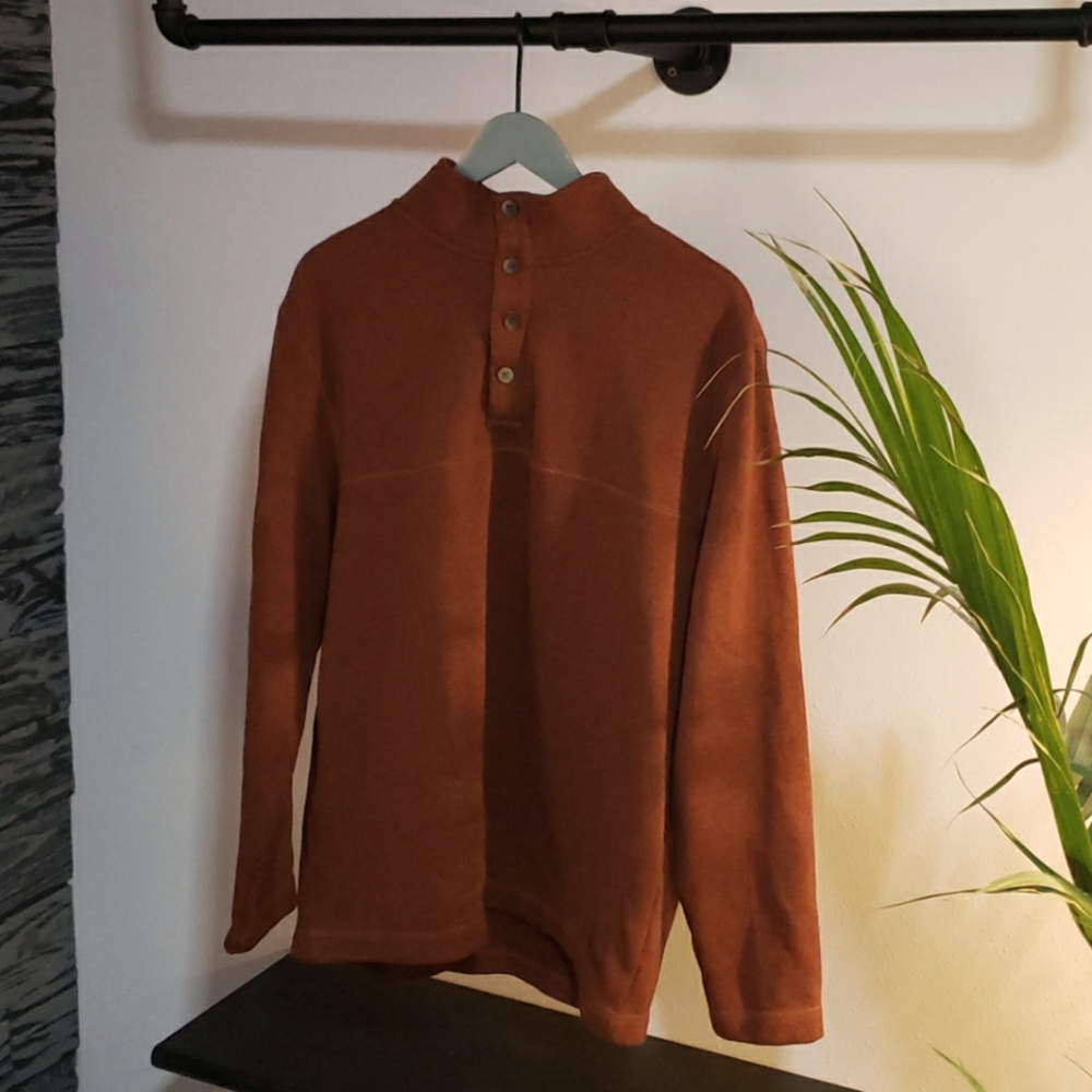 1/4 Button Sweater Burnt Orange Warm XL